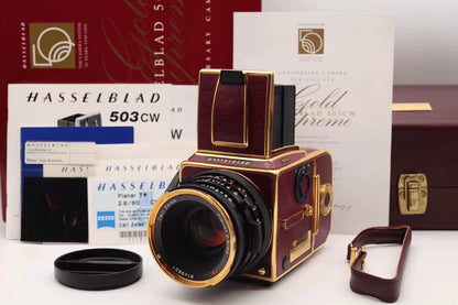 [Pre-owned] Hasselblad 503CW 50th Anniversary Edition — Red Leather, 24K Gold, Set
