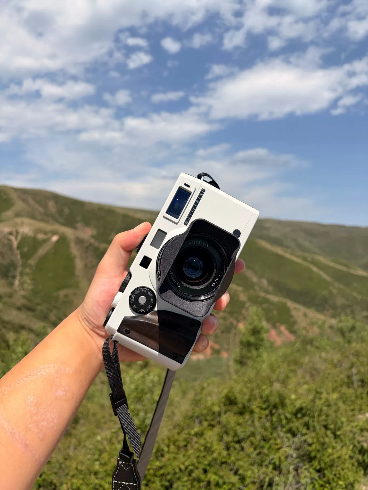[Pre-owned] Hasselblad XPan with 45mm f/4 — Repainted White, Wood Grip