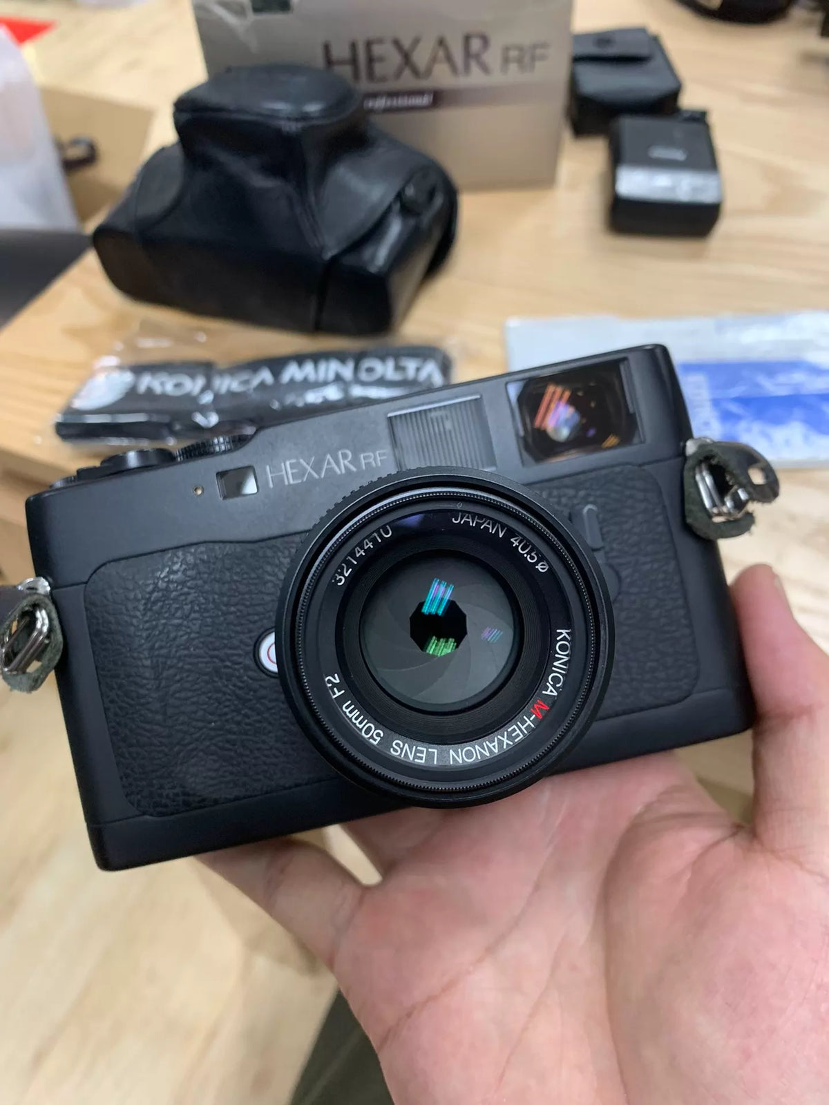 [Pre-owned] Konica Hexar RF — with M-Hexanon 50mm f/2 Lens, Flash, Case and Box
