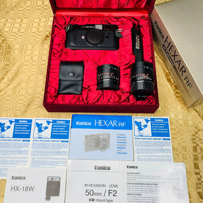 [Pre-owned] Konica Hexar RF Black — with 50mm f/2, 28mm f/2.8 Lenses and HX-18W Flash