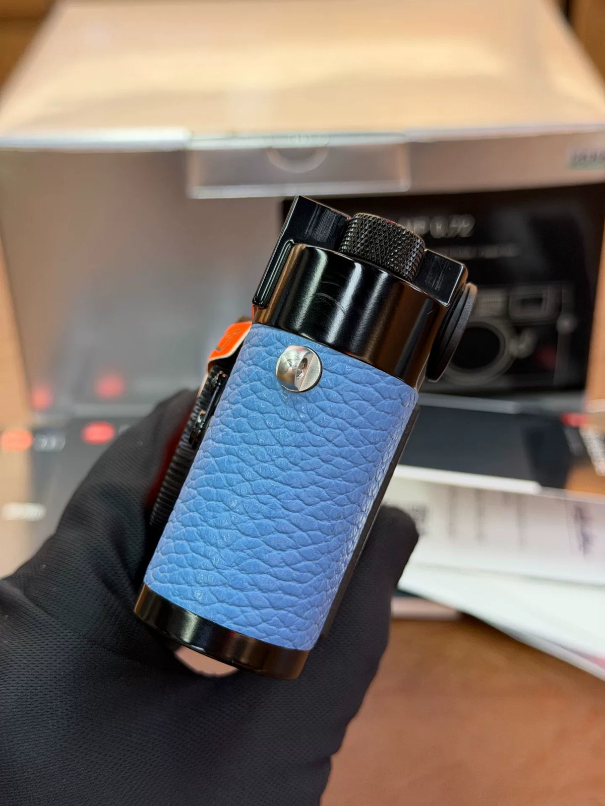 [Pre-owned] Leica MP Black Paint — Re-covered in Blue Leather