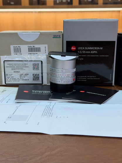 [Unused] Leica Summicron-M 35mm f/2 ASPH Silver (11674) — Complete with Box