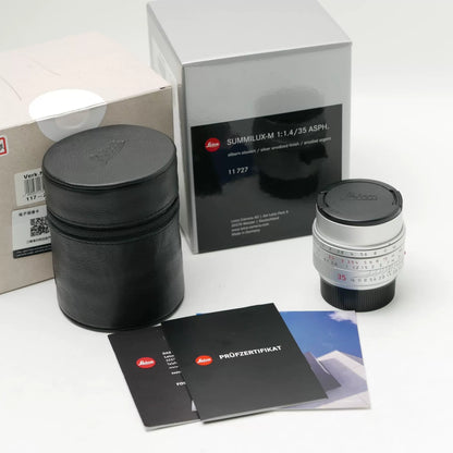 [Pre-owned] Leica Summilux-M 35mm f/1.4 ASPH Silver (11727) — Close-Focus Version, Boxed